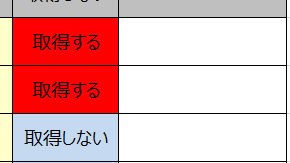 取得可否の選択欄